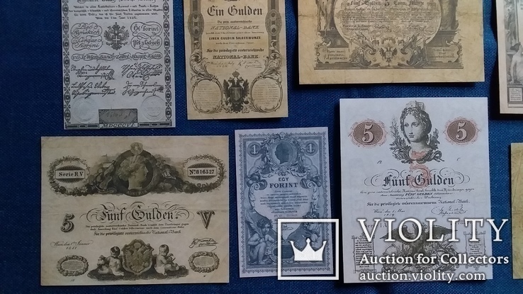Редкие банкноты. Австро-Венгрия с 1805г.  до 1888г. (Копии) набор 12 штук., фото №5
