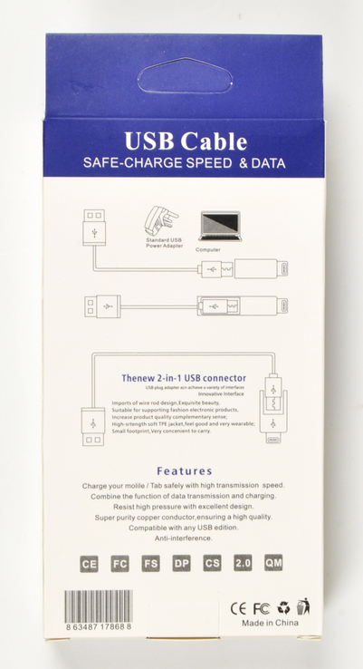 Универсальный USB-кабель micro USB, iPhone для зарядки телефонов, смартфонов 2 в 1, photo number 5
