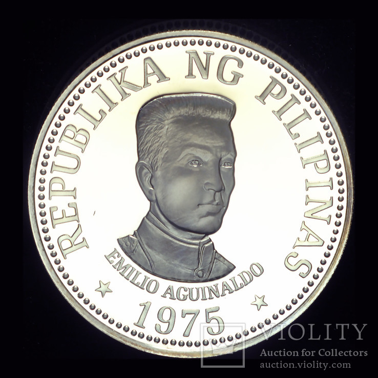 Филиппины 25 писо 1975 пруф серебро 25 грамм, фото №2