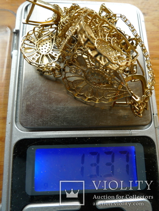 Женский набор 13,37 грамм (цепочка, браслет, кулон, кольцо, серьги), фото №13