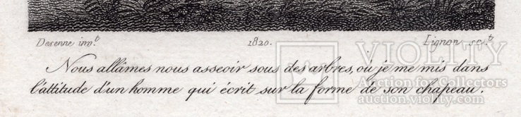 Старинная гравюра. 1820 год. По произведению Сервантеса. (20х12,8см.)., фото №4