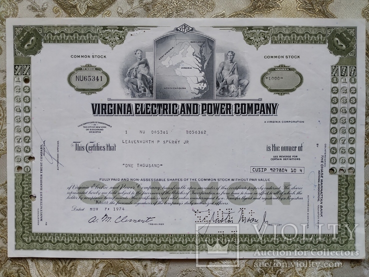 США акції, 1974р VIRGINIA ELECTRIC AND POWER COMPANY №157, фото №2