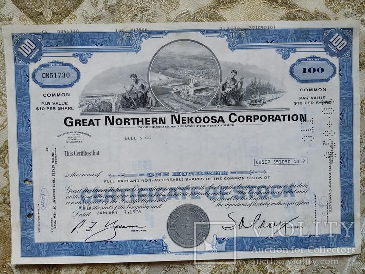 США акції, 1976р GREAT NORTHERN NEKOOSA CORPORATION №170, фото №2