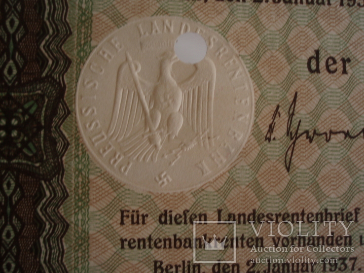 Акция 3 РЕЙХ 500 REICHSMARK 1937 года (свастика), фото №5