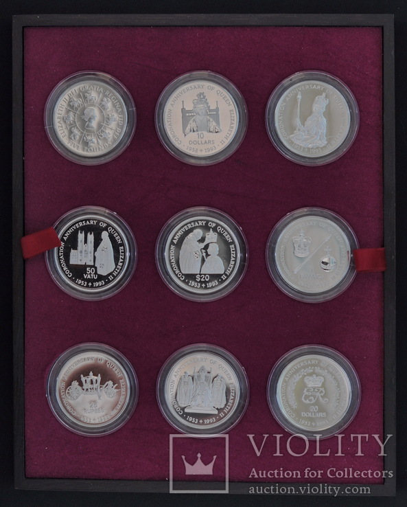 Набор 18 Серебрянных Монет 40 Лет Правления Елизаветы II, Бывшие Британские Колонии, фото №3