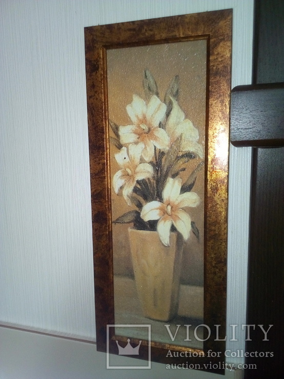 Невеличка картина вазон з квіточками розмір 15 на 32см, фото №4