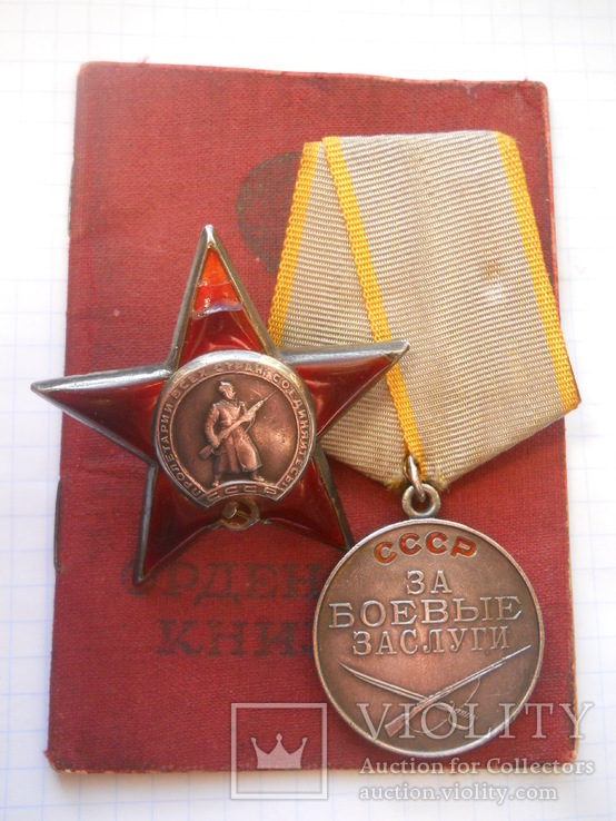Комплект "Орден Красной звезды и Боевые заслуги б/н" на документе