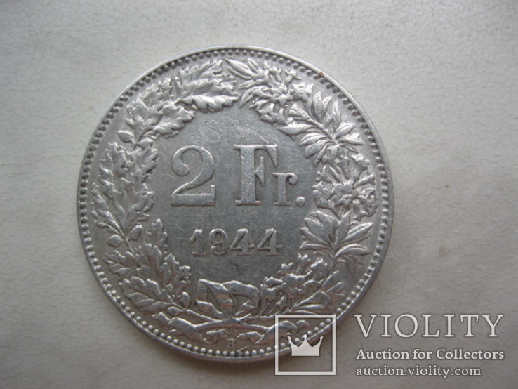 2 франка 1944 год Швейцария, фото №2