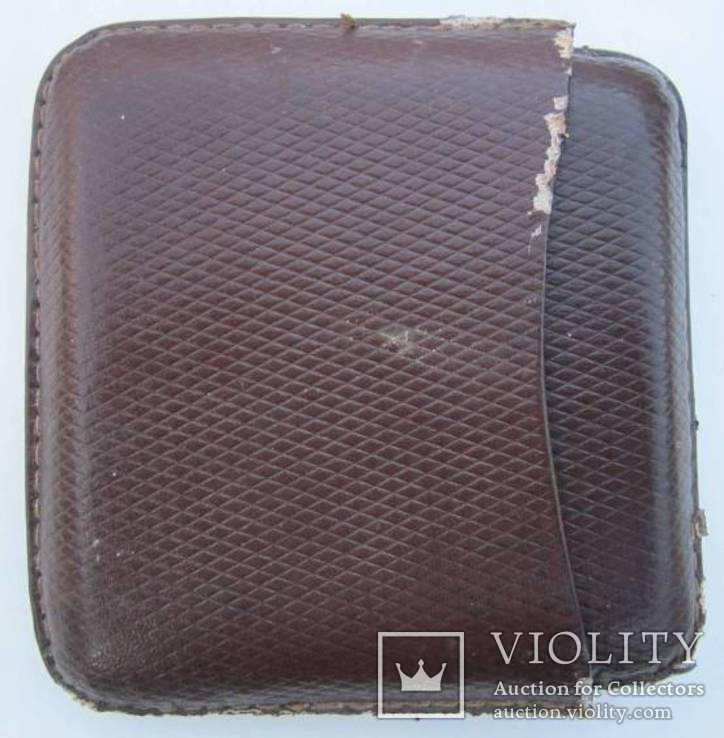 Довоенный кожаный портсигар с этикеткой, фото №2