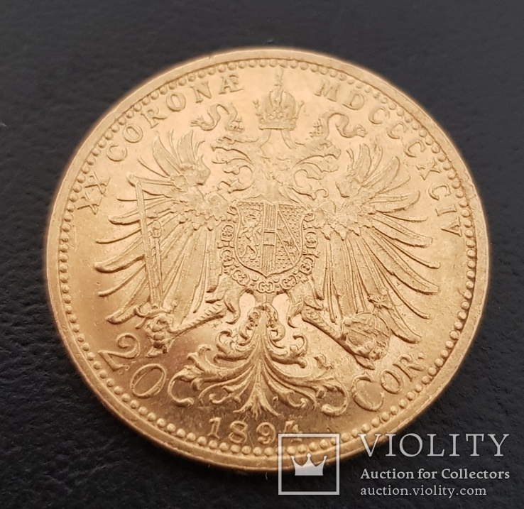 20 корон 1894р., Австрія, 6,77 гр. золота 900`, фото №4