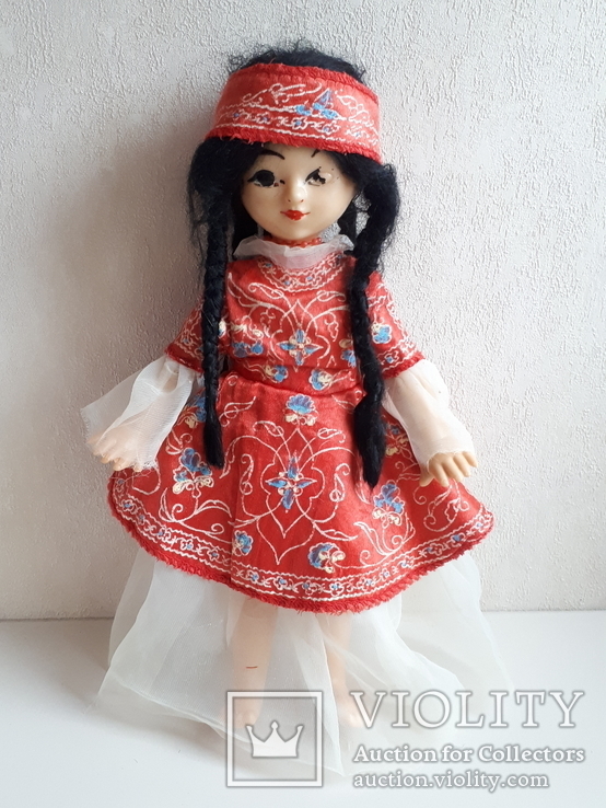 Кукла Азиатка паричковая на резинках 30 см.