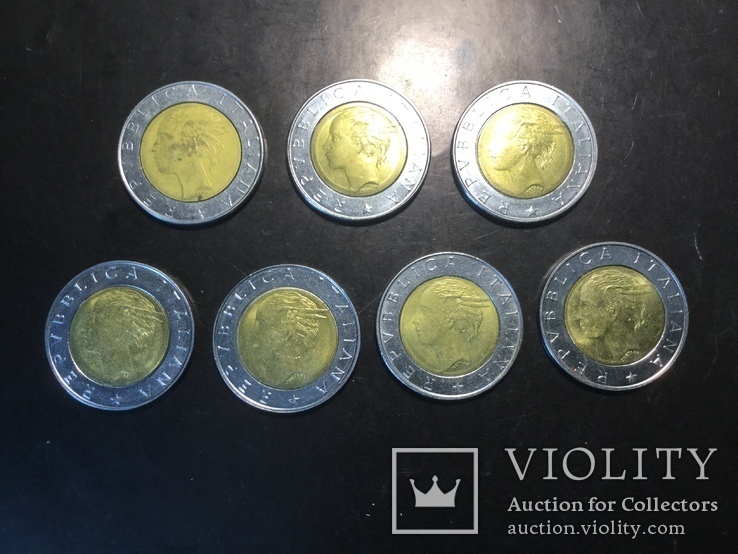 7 разных монет Италия по 500 лир, фото №3