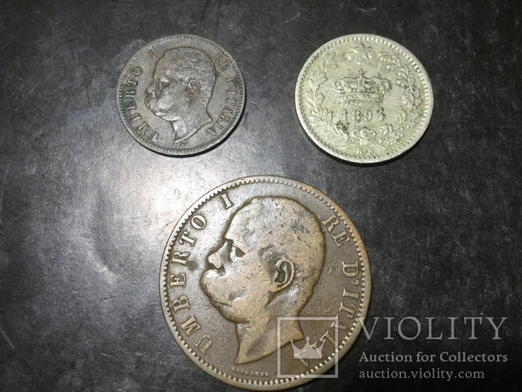 3 разных монет Италия Умберто 1, фото №4