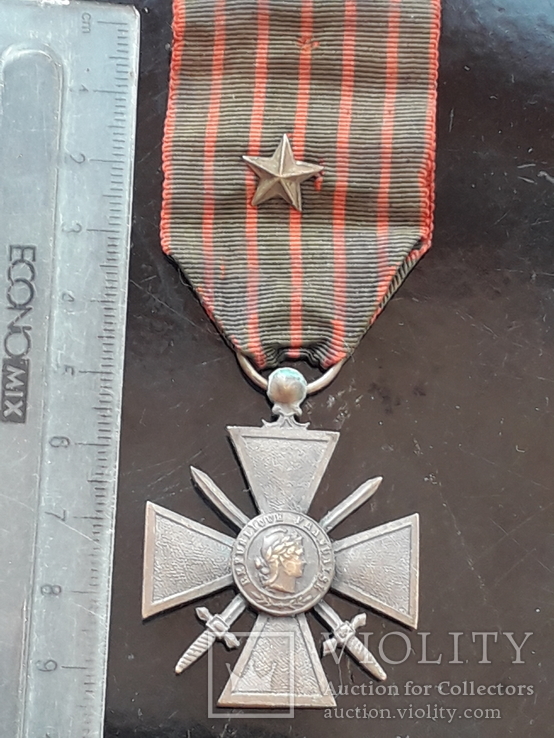 Военный Крест 1914-1916 гг., Франция, с бронзовой звездой, фото №2