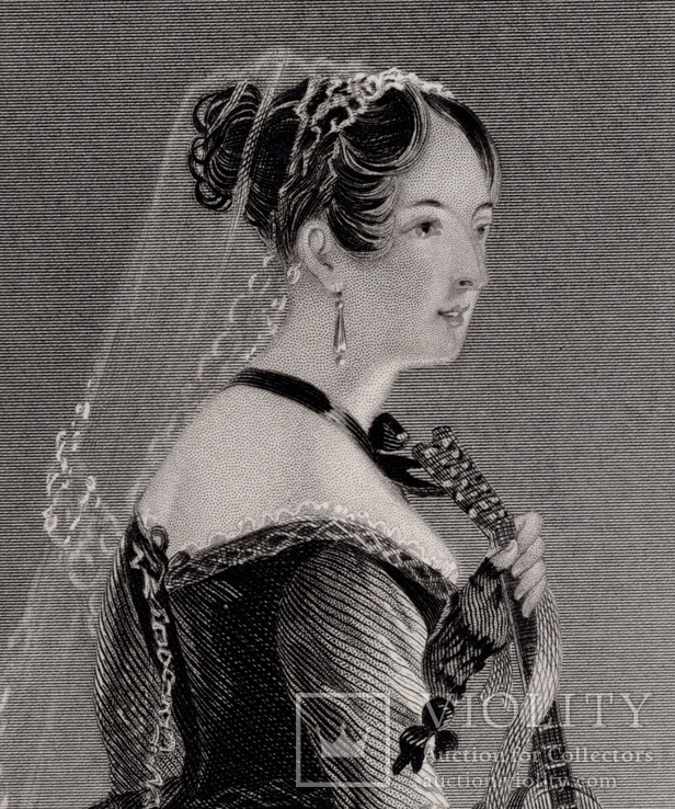 Старинная гравюра. 1830 год. Салирская невеста. (27,4х20,6см.)., фото №3