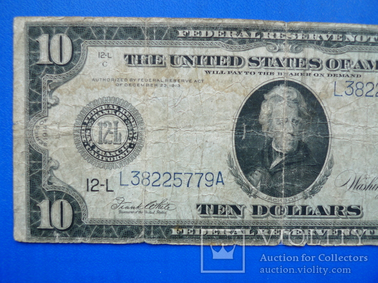 10 долларов 1914 (12-L), фото №3