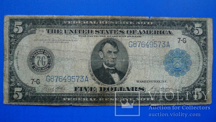 5 долларов 1914 (7-G), фото №2