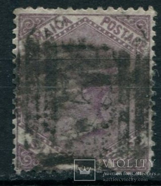 1860 Великобритания колонии Ямайка королева Виктория 6р в.з. ананас, фото №2