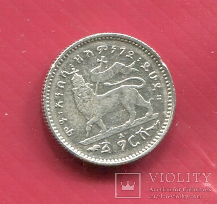 Эфиопия 1/16 бирр 1885 aUNC серебро Менелик, фото №3