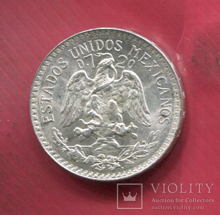 Мексика 50 сентаво UNC серебро, фото №3