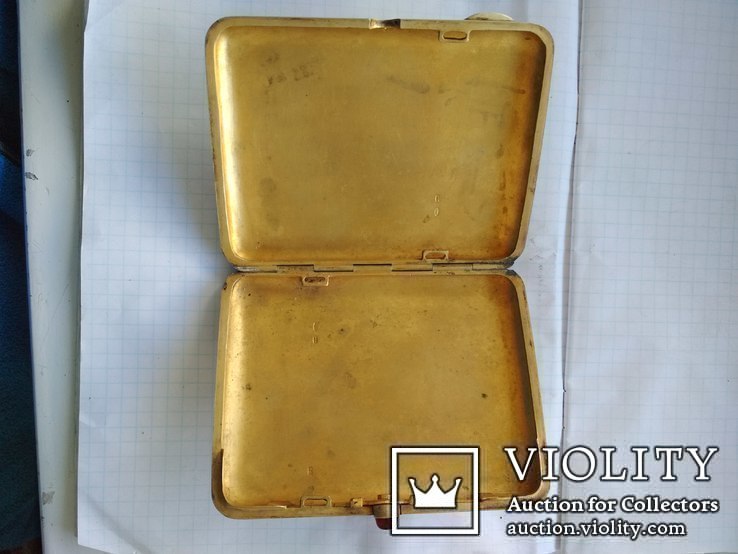 Серебряный портсигар с золочением 875, фото №6