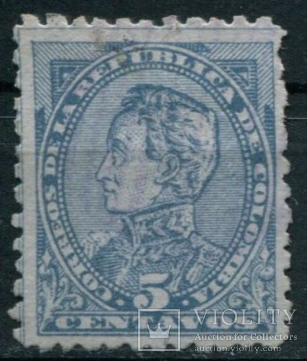 1886 Колумбия Персоналии 5c серо-голубая бум