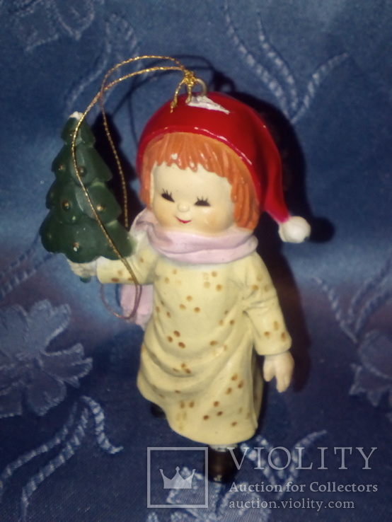 Новогодний декор - подвеска Девочка с елкой, фото №3