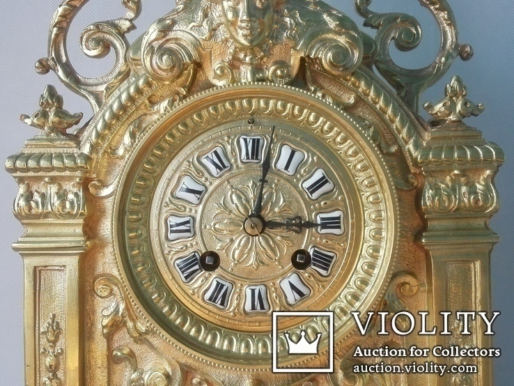 Большие бронзовые часы с грифонами XIX века, фото №8