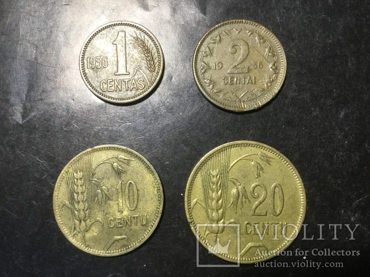Литва 4 разных монеты + бонус 14 монет, фото №2