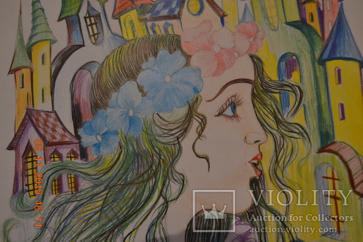Малюнок "Весна", 40х30 см., вересень 2016 р., кольорові олівці, Віка Остапенко, 10 років, фото №8
