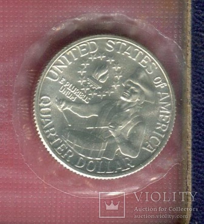 США 1/4 доллара 1976 серебро UNC Барабанщик