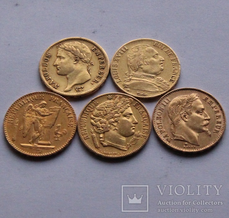 Сто франков золотом (5 типов 20 фр Франции), фото №2