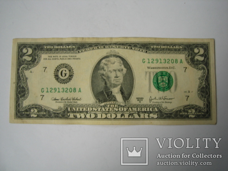 США. 2 доллара 2003 года.G. Чикаго, фото №2