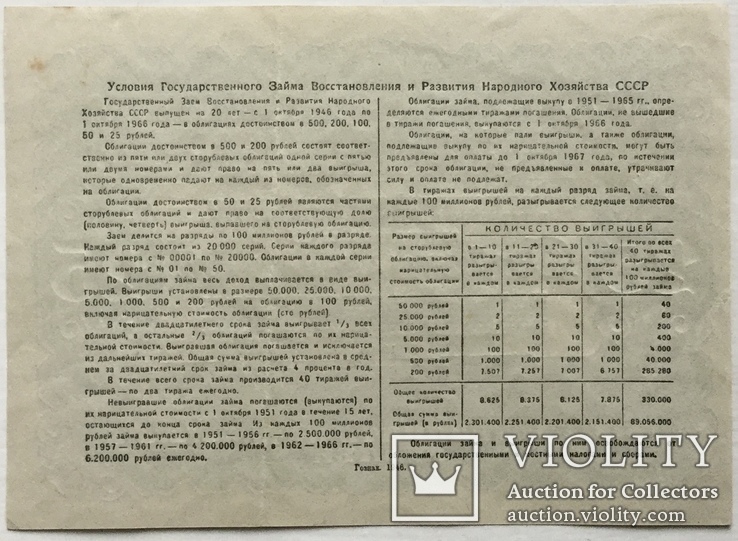 Облигация на сумму 25 рублей 1946 г., фото №3
