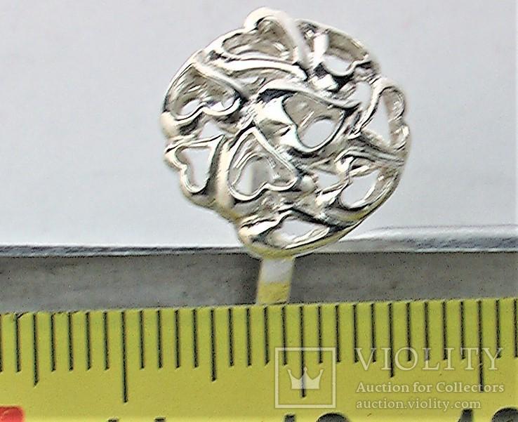 Кольцо перстень серебро 925 проба 2,43 грамма 19 размер, фото №6