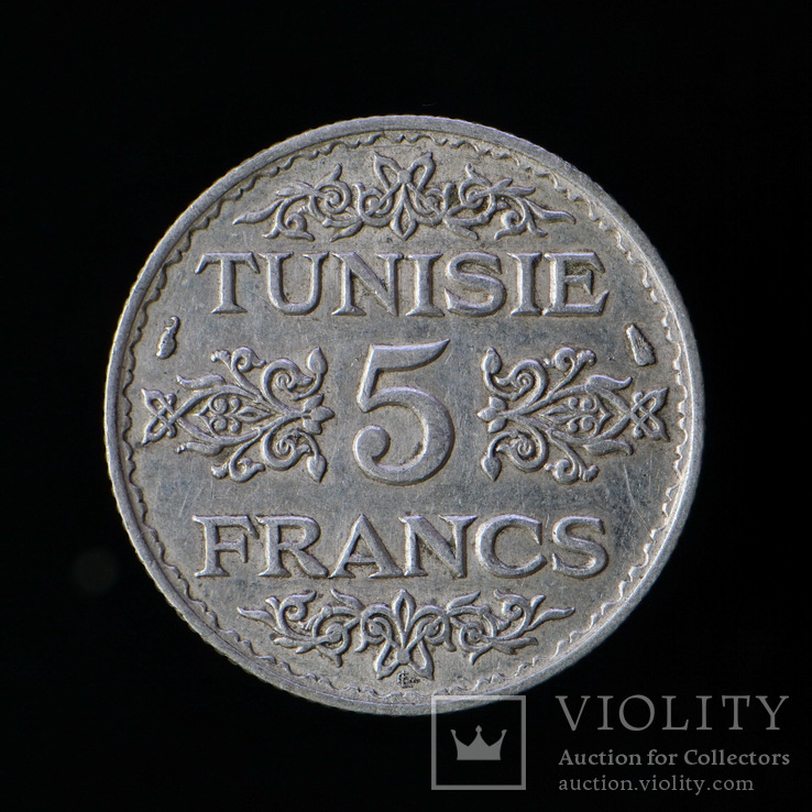 5 Франков 1934, Тунис, фото №2