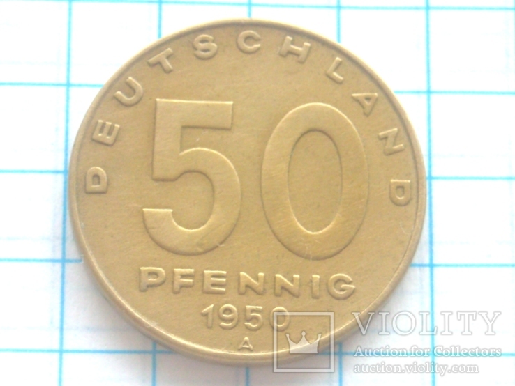  50 пфеннигов, ГДР, 1950г., фото №3