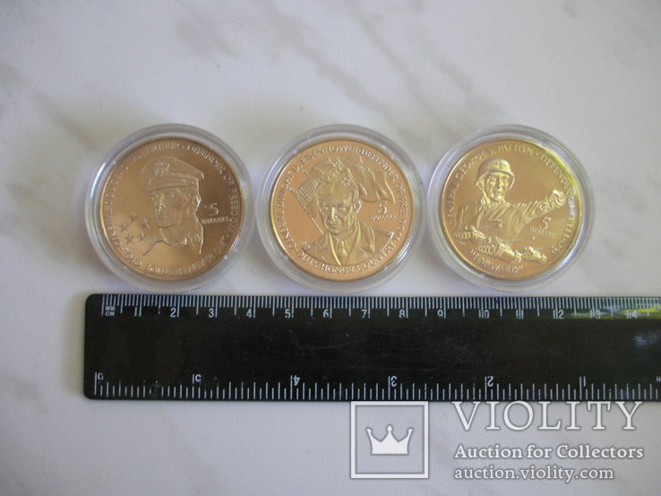 Ниуэ, набор из трех монет 5 долларов "Защитники свободы": Макартур, Эйзенхауэр, Паттон., фото №3