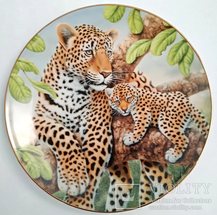"Леопарды" красивая декоративная коллекционная тарелка Англия фарфор, фото №2