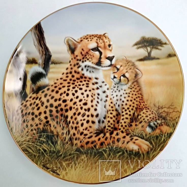 "Гепарды" красивая декоративная коллекционная тарелка Англия фарфор, фото №3
