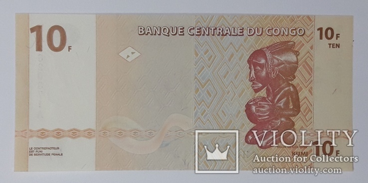Конго 10 франков 2003 год unc, фото №3