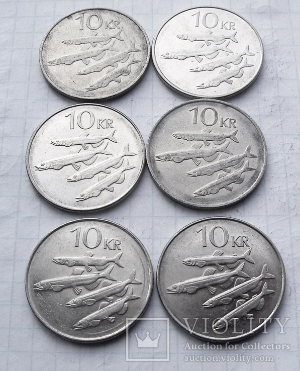 Исландия 10 крон, 6 монет 1984-2008 гг, без повтора, фото №5