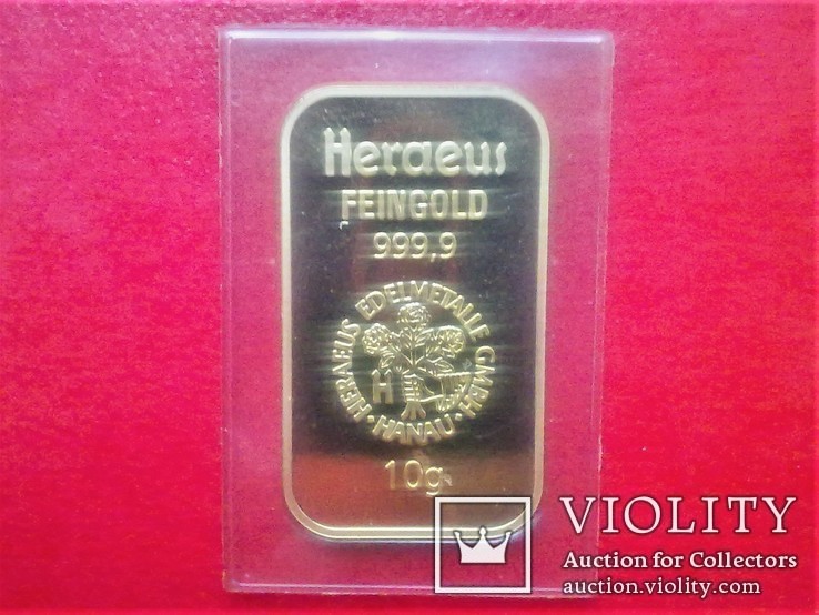  Слиток золота 10 грамм Heraeus, фото №2