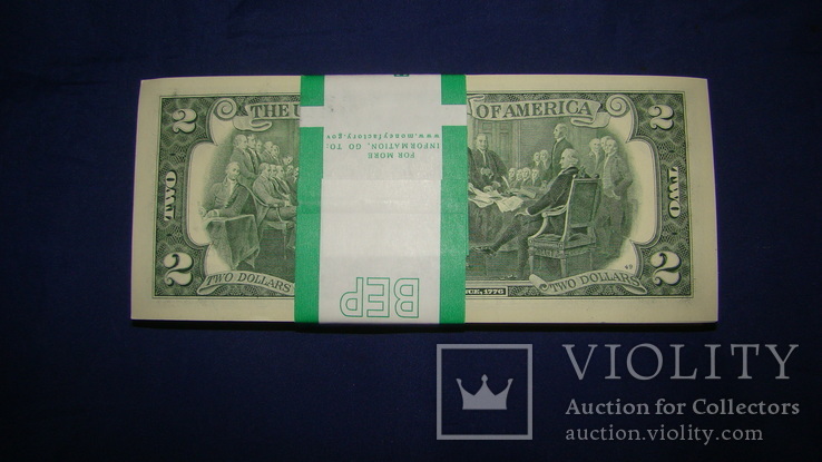 2 доллара 2013 года UNC 100 банкнот номера подряд штат CALIFORNIA, фото №3