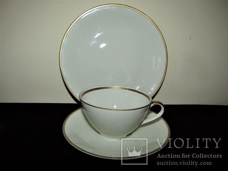 Чайное трио чашка блюдце тарелка фарфор Oscar Schaller &amp; Co Германия, фото №5