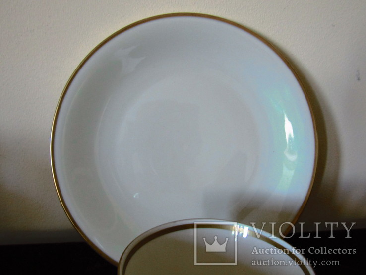 Чайное трио чашка блюдце тарелка фарфор Oscar Schaller &amp; Co Германия, фото №6