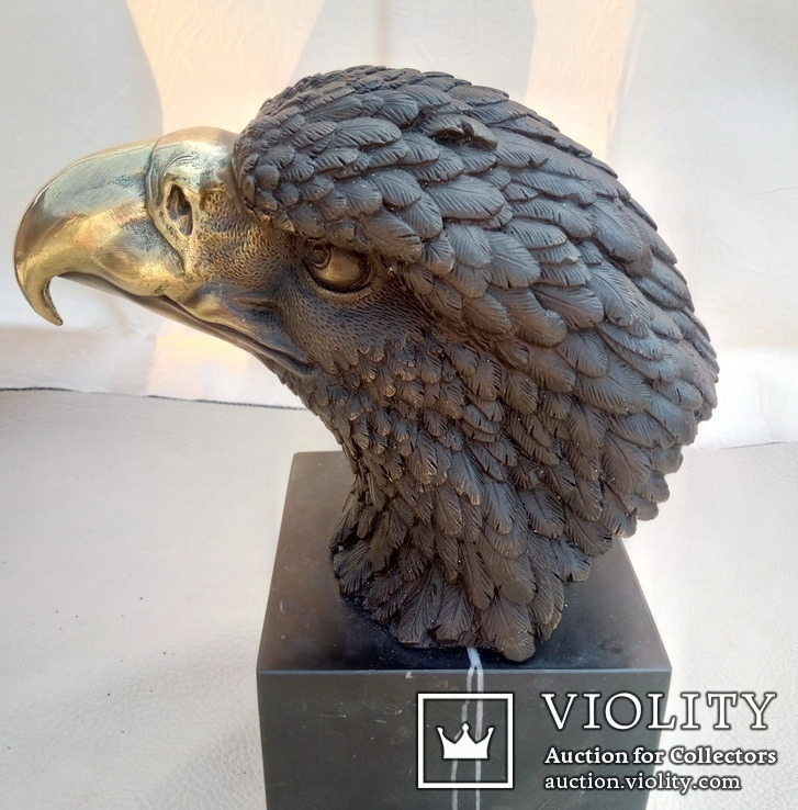 Голова белоголового орла бронза мрамор Европа 3,88 кг, фото №9
