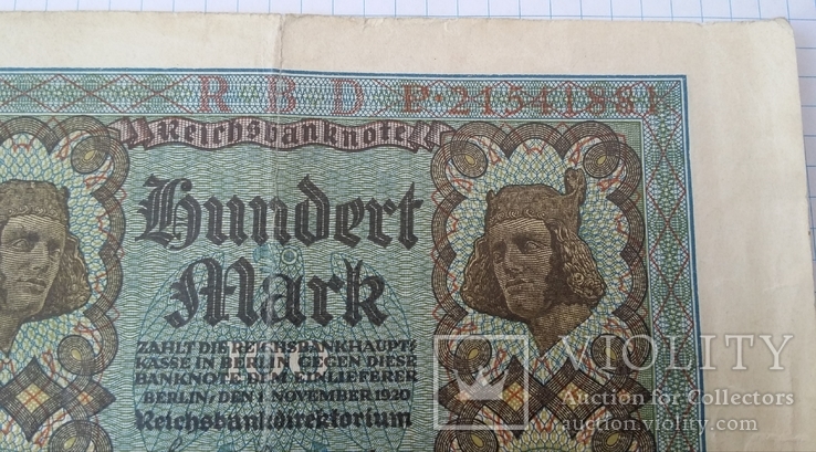 100 марок Германия RBD 1920 год, фото №4