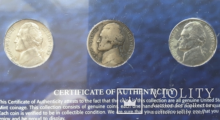 3 монеты по 5 центов США. Военного времени. Серебро, фото №3