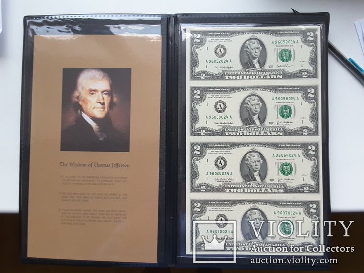Буклет Неразрезанные 2×4 Доллары США с сертификатом, фото №2
